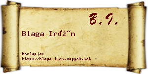 Blaga Irén névjegykártya